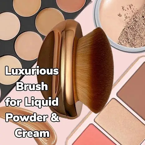 Foundation Brush Palm Makeup SOFT Kabuki Dome Shaped Face Body Shimmer Oil SPF Blush Bronzer Highlighter Blending Self-Tanner Buffing Liquid Powder Cream Streak-Free Cosmetic Application -Rose Gold - Curl and Collar