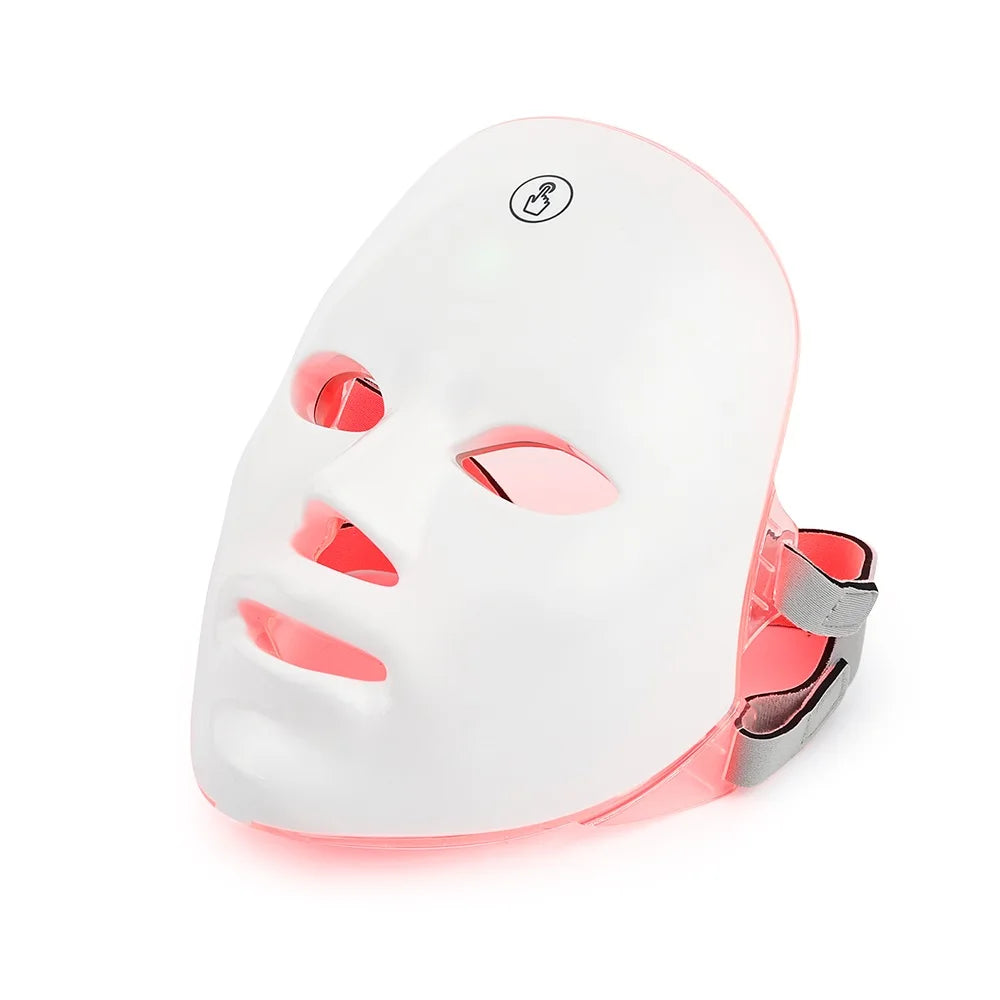 Rechargeable Facial LED Mask 7 Colors LED Photon Beauty Mask Skin Rejuvenation Home Face Lifting Whitening Skin Care Beauty Mask - Curl and Collar