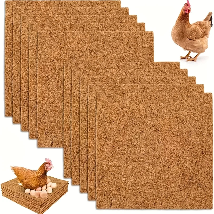 10Pcs/1Pc Nesting Liner Nest Box Chicken Mat, Nest Mat Box Liner, Chicken Coop Chicken Mat, Chick Mat Bird Nest Mat Rabbit Mat - Curl and Collar