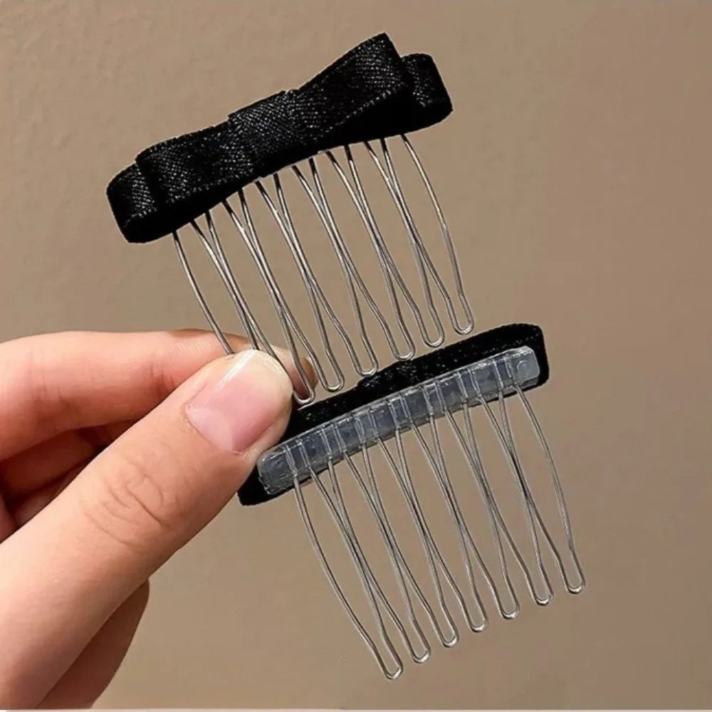 2pcs Korean Inserted Comb Bow Hair Comb Adornment Hair Clip Versatile Simple Anti-skid Curl Bangs Side Top Clip HairAccessoires