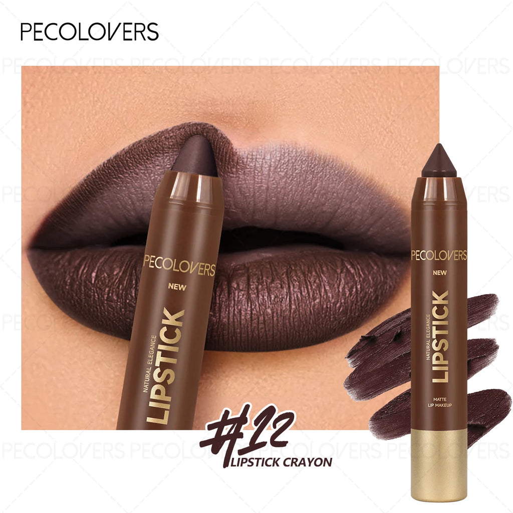 1PC Brown Matte Lip Liner Crayon, Smooth Application, Highly Pigmented, Long-lasting Wear, Lip Cosmetics - Curl and Collar