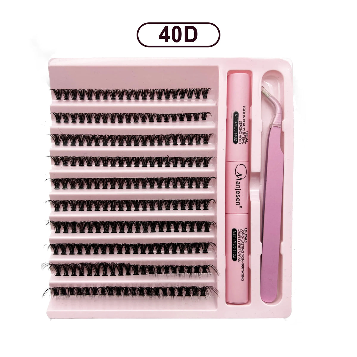 LASHVNNA Lash Clusters Kit With Waterproof Strong Hold DIY Lash Extension Kit Lash Bond And Seal And Eyelash Tweezers Makeup - Curl and Collar