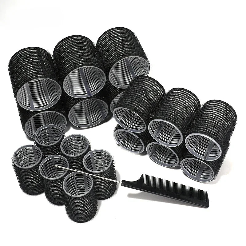 28pcs/Set Hair Roller Sets 18pcs Plastic Self Grip Hair Curlers 3 Sizes Hair Rollers 10pcs Metal Clips DIY Hairdressing Tools - Curl and Collar