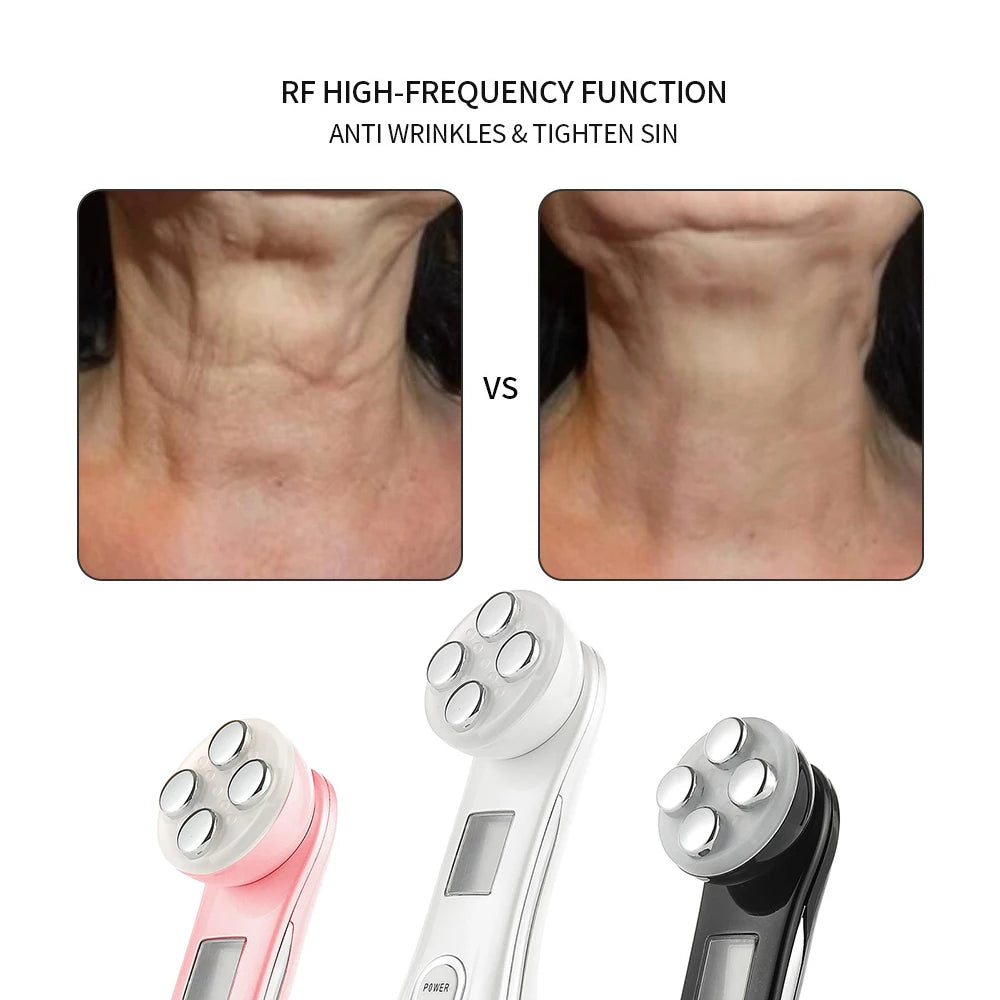 5 In 1 Home Facial Beauty Device Mesotherapy Electroporation RF Radio Frequency Facial LED Photon Skin Care Beauty Device Face Lifting Tighten - Curl and Collar