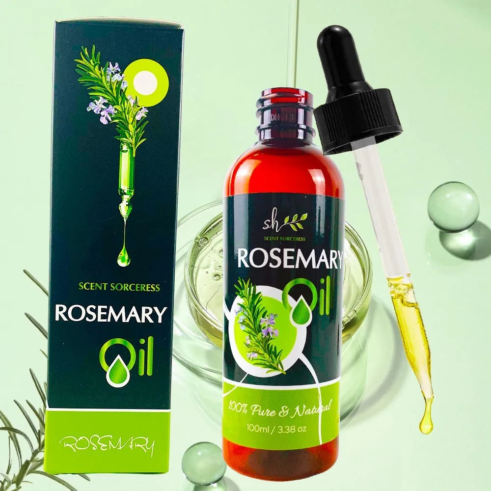 Rosemary Essential Oil (100 ml) with Glass Dropper -Authentic & Premium Oil, Great for Hair Care, Skincare, Massage Aromatherapy - Curl and Collar
