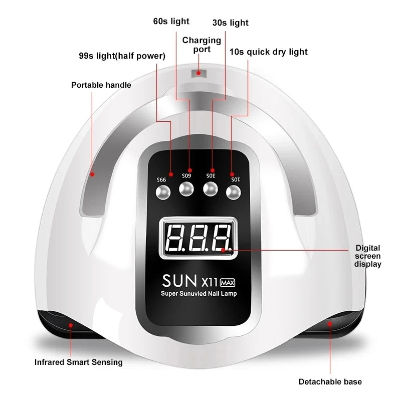 Professional Nail Lamp Infrared Sensor Manicure Nail Light For Fast Curing of All Gel Nail Polish Nail Dryer Machine Salon Tools - Curl and Collar