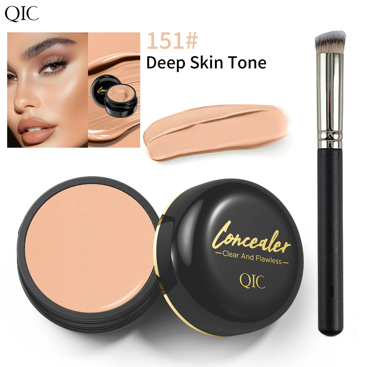 Concealer & Contour Cream, Full Coverage, Long Lasting, Brightening Eye Color Corrector for Perfect Makeup