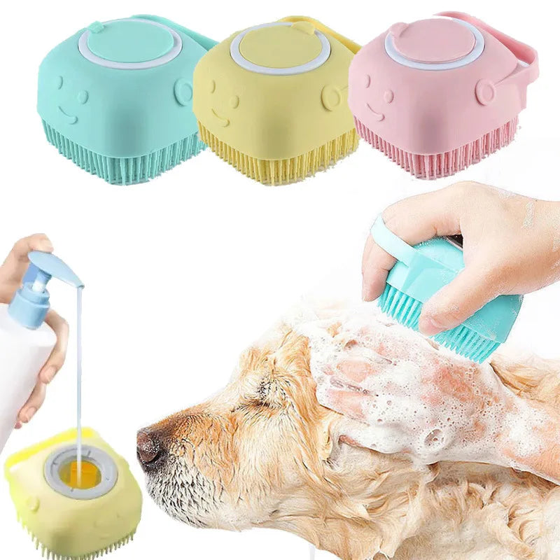 Bathroom Puppy Big Dog Cat Bath Massage Gloves Brush Soft Safety Silicone Pet Accessories for Dogs Cats Tools Mascotas Products - Curl and Collar