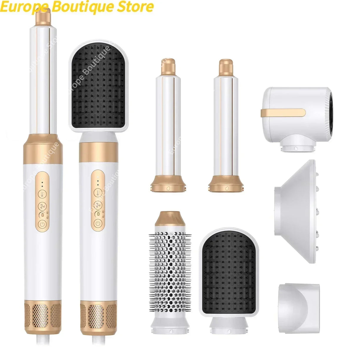 7 In 1 Hair Dryer Brush Brushless High Speed Hair Dryer with Diffuser Ionic Blow Dryer Hot Air Styling Comb Auto Hair Curler - Curl and Collar