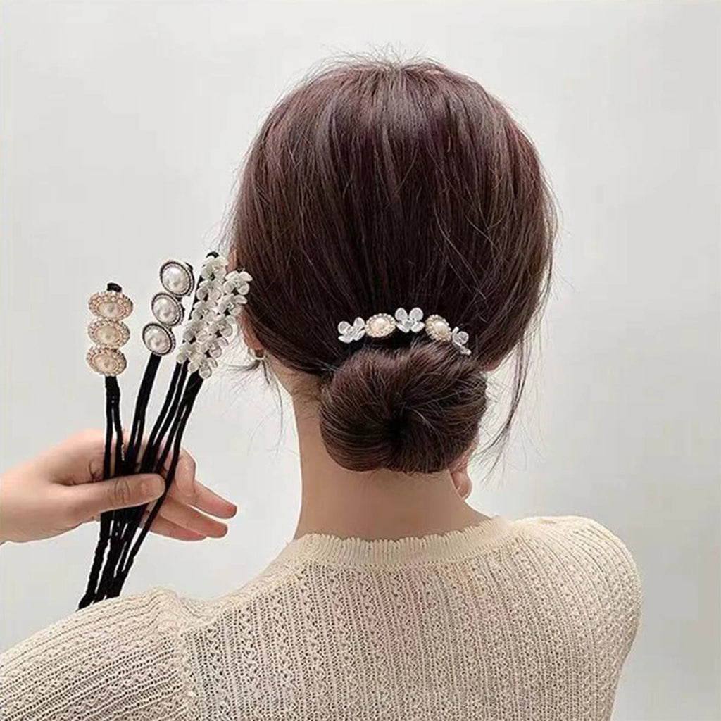 Sophisticated Hair Bun Maker Flower Donut Styling Tool for Elegant Wedding Party Updo DIY Hair Accessories Women's Gift - Curl and Collar