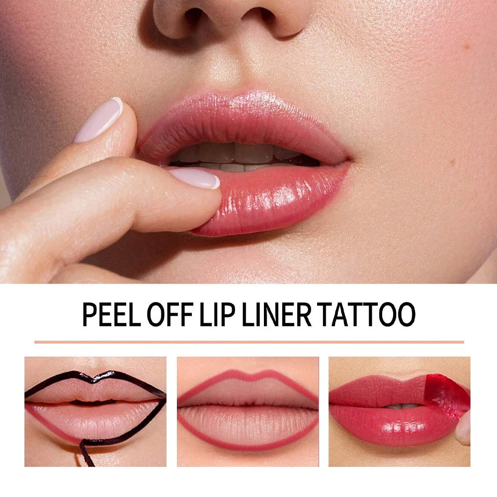 Peel Off Lip Liner Tattoo Lipgloss Waterproof Long Lasting Matte Lip Tint Lips Stain Cosmetics Enhances Lip Color Women Girl Nourishing Lipstick Care Products Makeup - Curl and Collar