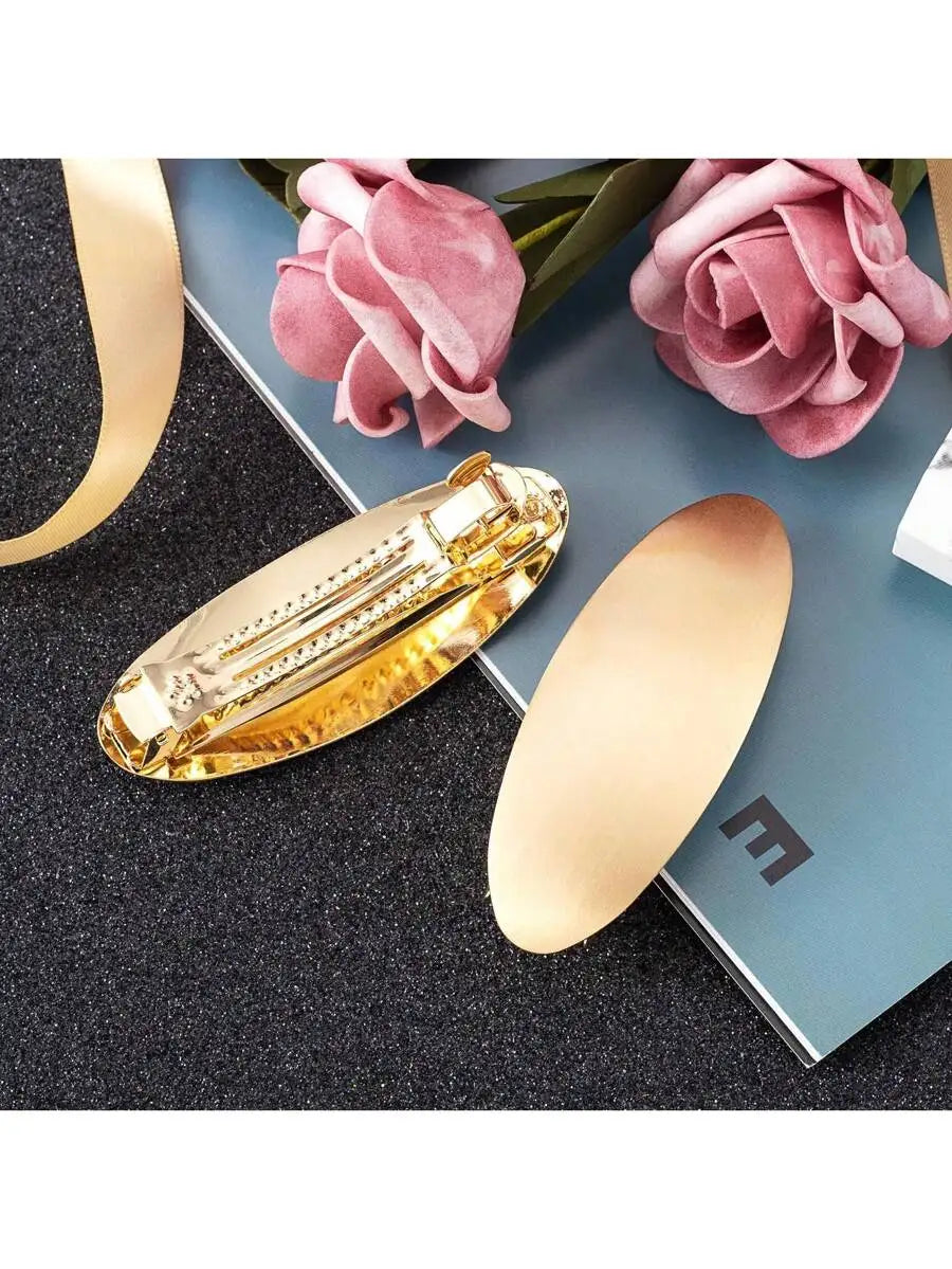 3inch Oval Hair Barrette Vintage Metal Large Hair Clip Gold French Wedding Prom Formal Hair Accessories For Women Girls Long - Curl and Collar
