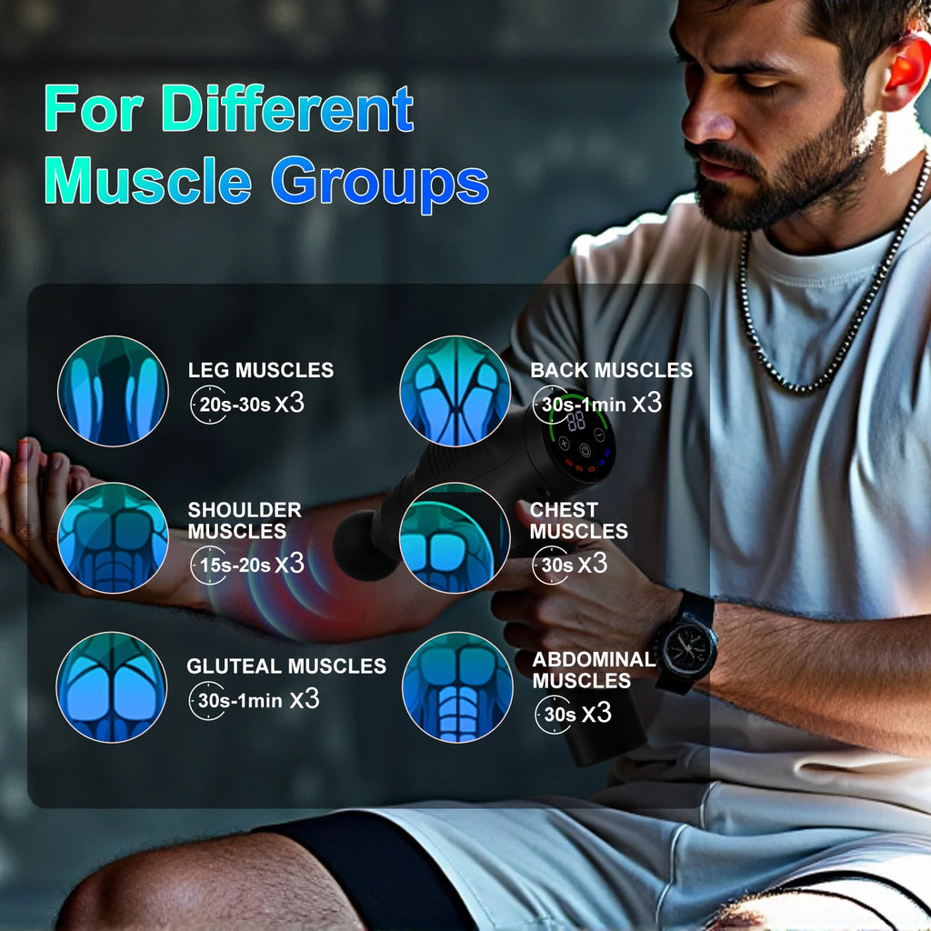 LEERCON Massage Gun Fascia Deep Muscle Relax Body Neck Massager Electric Fitness Equipment Noise Reduction Male Female - Curl and Collar