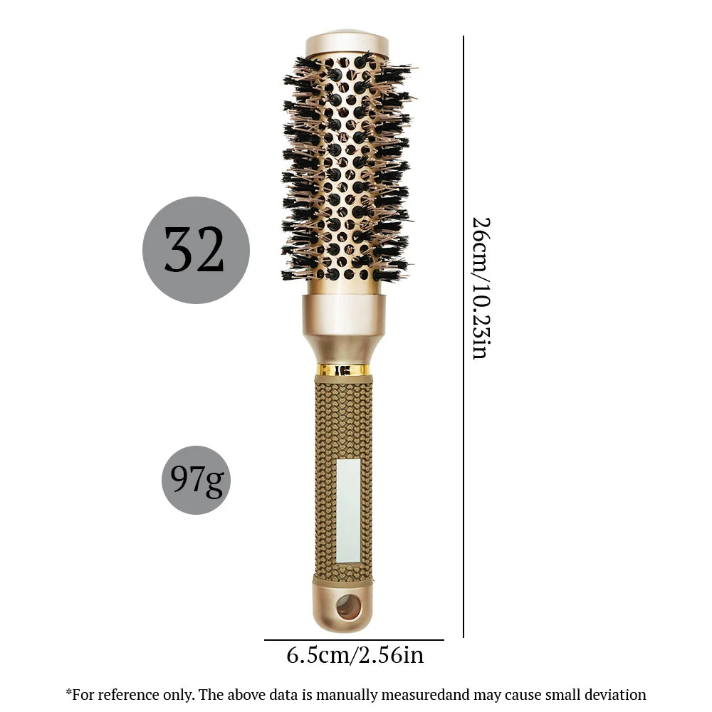 Aluminum Tube Round Barrel Hair Curling Brush Anti Static Round Rolling Brush Pro Barber Hair Rolling Brush Salon Styling Tools