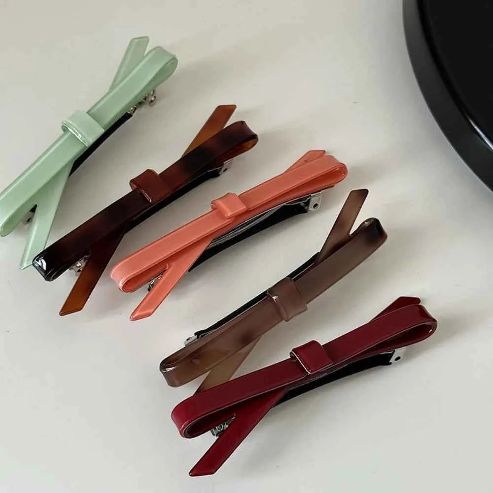 Chic Bow Hair Clips Plain Color Acetate Hairgrip Hairpin Cute Sweet Simple Bow Knot Bow Tie Side Pins Women Hair Accessories
