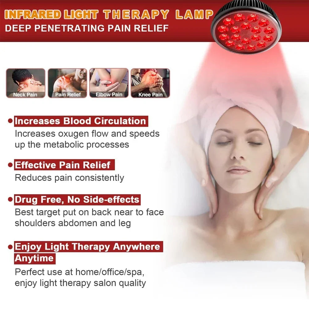 Red Light Therapy Lamp for Face 660&850nm with stand Infrared Light Therapy Device for Muscle Joint Pain Relief Skin HealthTools - Curl and Collar