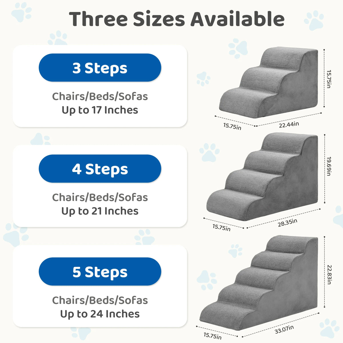 JHK 3-5 Step High-Density Foam Dog Stairs Ramp for Small Dogs Curved Pet Dog Steps Indoor Non-Slip Pet Ladder Ramp Stairs - Curl and Collar