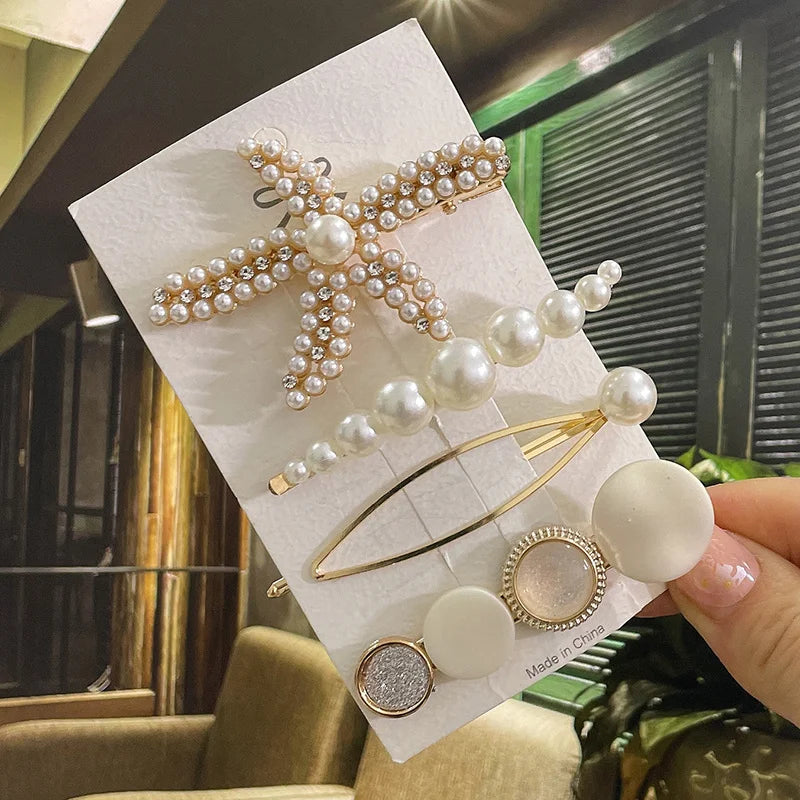 Simulated Pearl Hair Clips For Women Korean Women Hairpins Girl Geometric Hair Barrettes Fashion Hairgrip Hair Accessories