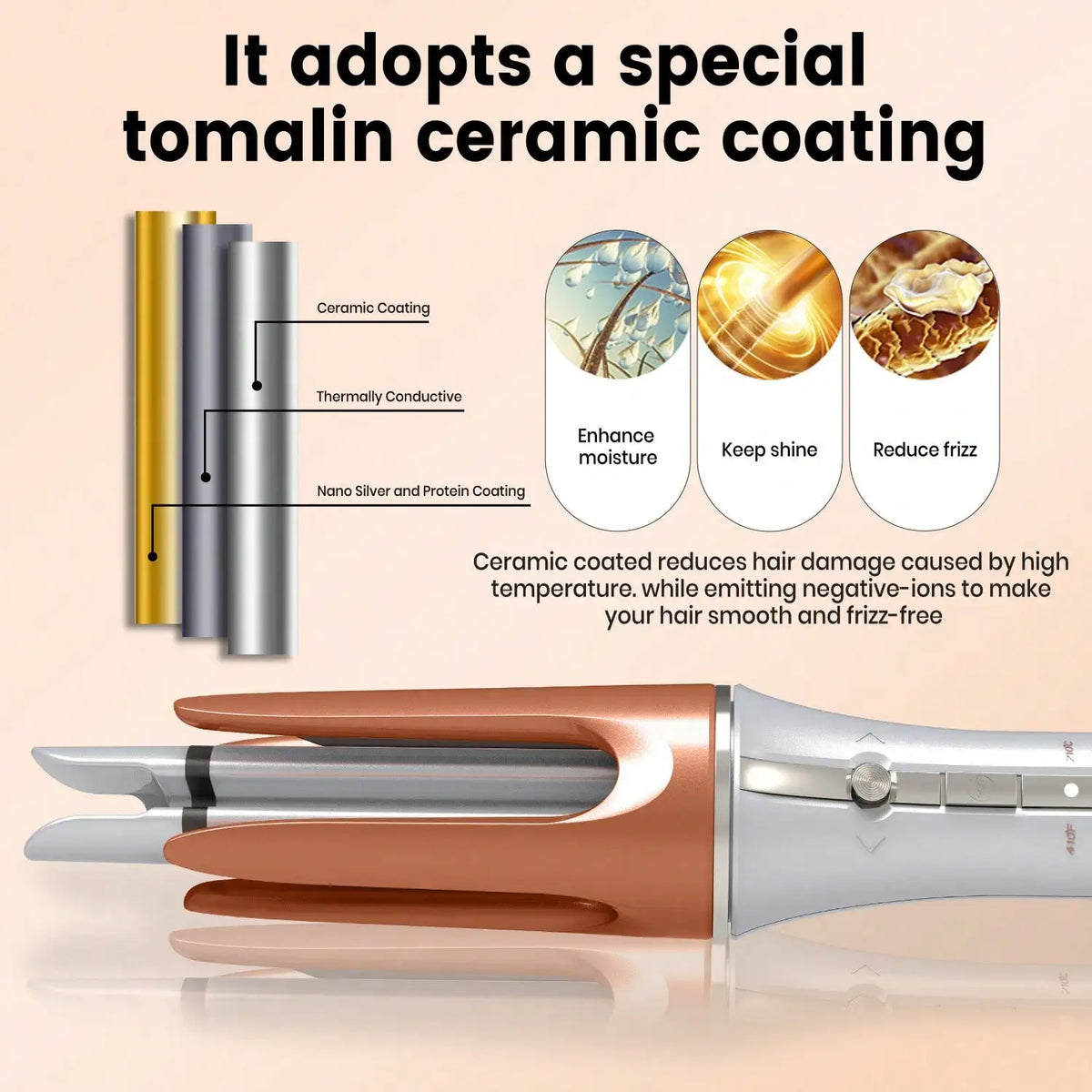 Portable Hair Curler For Ladies Business Trip Hotel Use 1PCS Valentine's Day Gift Adjustable Temperature 360° Swivel Cord Curling Wand Automatic Curling Iron Lazy Curl Negative Ion Perm Big Curl Big Curl Big Wavy Girl Does N - Curl and Collar