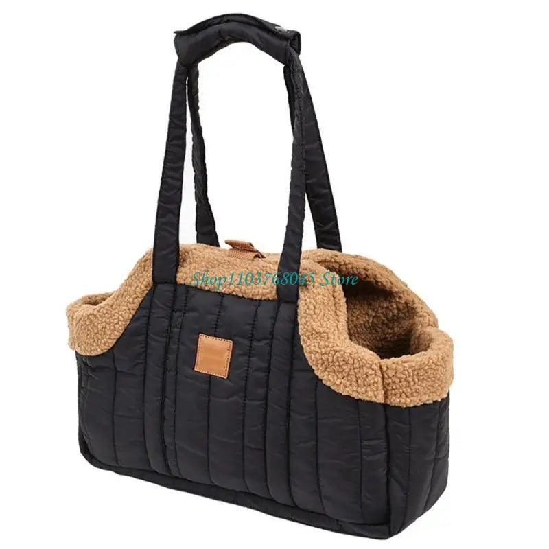 Pet Handbag Cats Carriers Bag Soft Big Capacity with Safety Strap Breathable Pet Carriers Sightseeing Bag - Curl and Collar