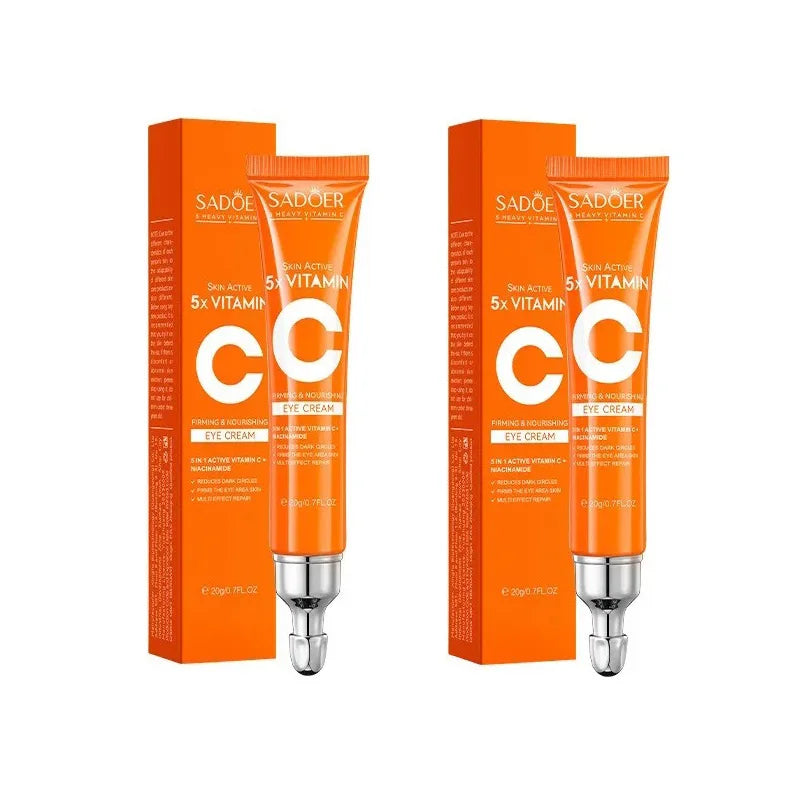 SADOER Vitamin C Eye Cream Anti Dark Circles Eyes Bags Remover Moisturizing Brightening Firming Skin Care Products for Eyes - Curl and Collar