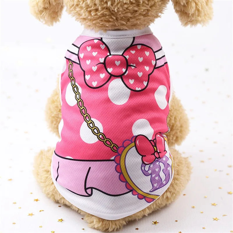 Pet Dog Clothes Cartoon Clothing Puppy Dogs Soft Vests Summer Shirt Casual T-Shirt for Small Pet Supplies - Curl and Collar