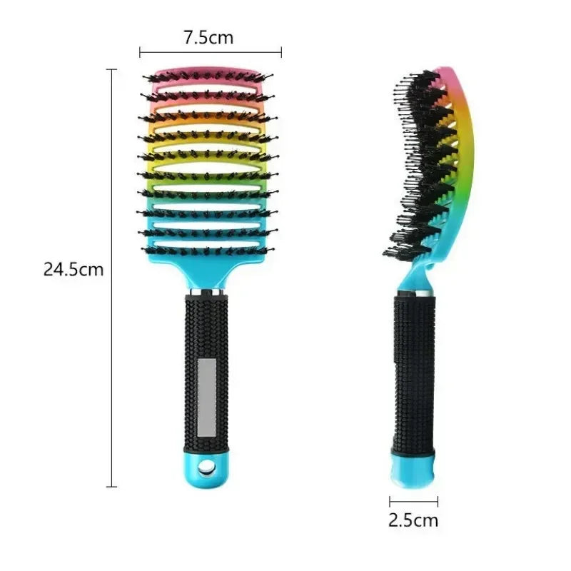 Hair Brush Exfoliating Hair Brush Bristle Women's Wet Curly Hair Comb Salon Hair Styling Tool，Special for Real Hair Wigs - Curl and Collar