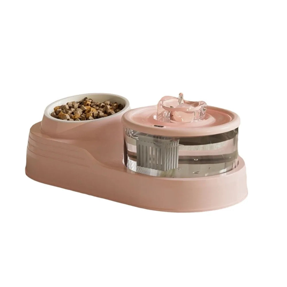 USB Charging 2-in-1 Pets Water Fountain Auto Filter Mute Cat Drinker Bowl Large Capacity Neck Protection Pet Feeder for Home - Curl and Collar