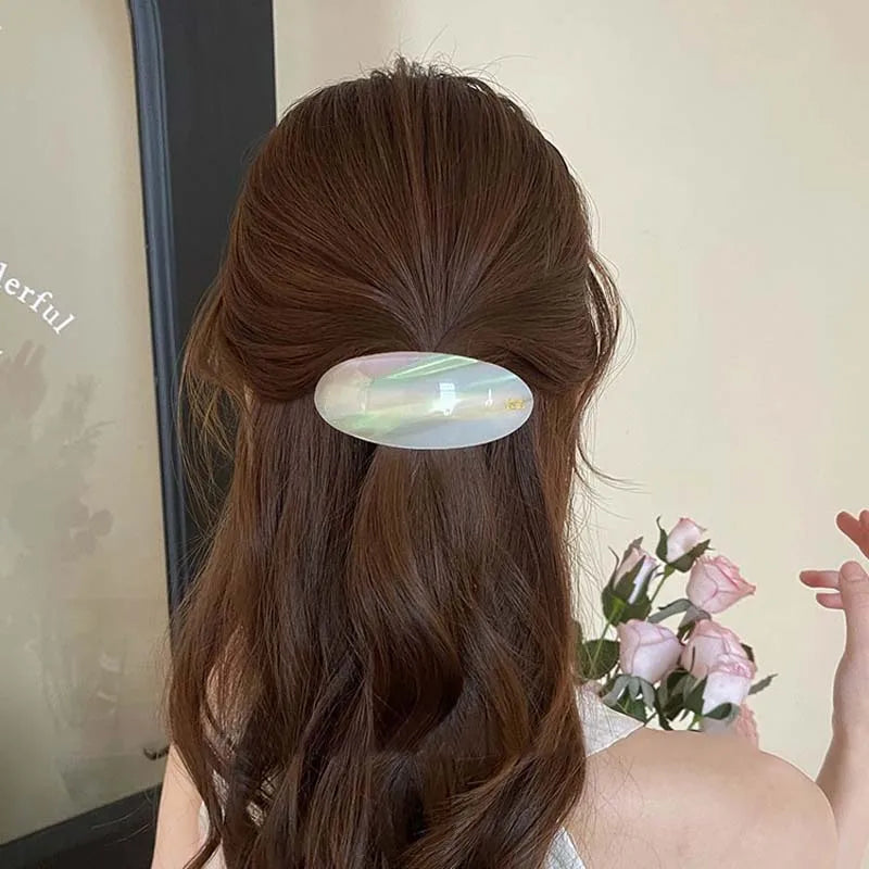 Vintage Acetic Acid Oval Hair Clip for Women Girls Korean Large Spoon Clip Spring Clip Hair Clip Top Clip Hair Accessories - Curl and Collar