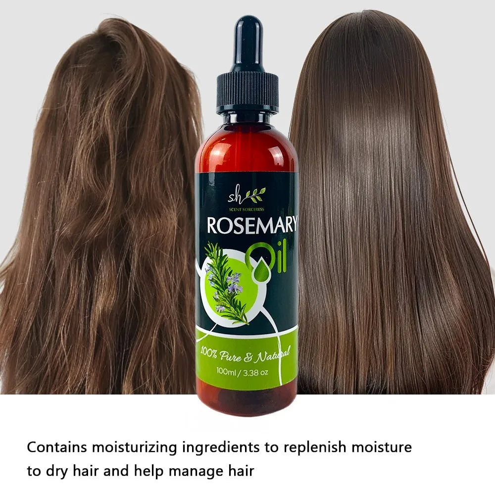 Rosemary Essential Oil (100 ml) with Glass Dropper -Authentic & Premium Oil, Great for Hair Care, Skincare, Massage Aromatherapy - Curl and Collar