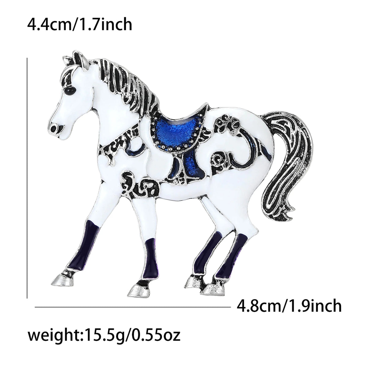 Classic Rhinestone Horse Brooches for Women Enamel Zodiac Animal Pins Office Party Friend New Year Gifts Jewelry Accessories - Curl and Collar