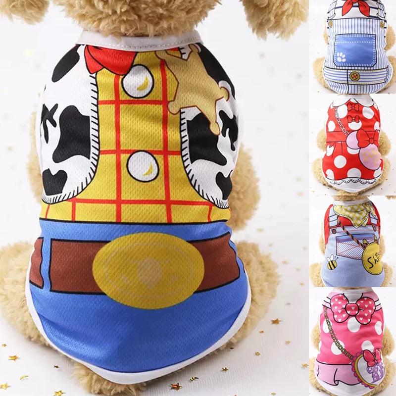 Pet Dog Clothes Cartoon Clothing Puppy Dogs Soft Vests Summer Shirt Casual T-Shirt for Small Pet Supplies - Curl and Collar