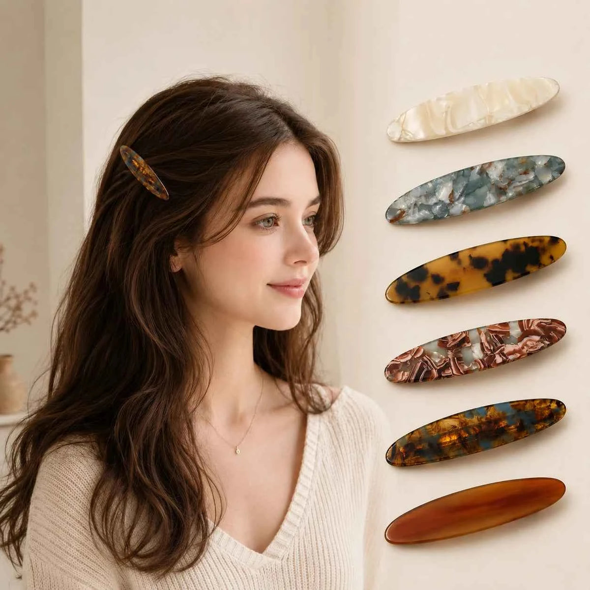 Acrylic Hair Barrette for Women Korean French Tortoiseshell Marble Side Clip Non Slip Hairpin Vintage Hair Accessories for Girls