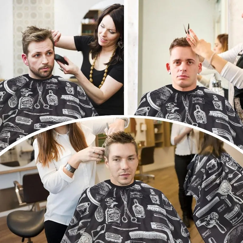 15Pcs Barber Cape Set Vintage Print Hair Cutting Salon Cloak Adjustable Neck Buckle Barber Hair Brushes Combs Kit Professional Hairdressing Barber Shop Styling Tools - Curl and Collar