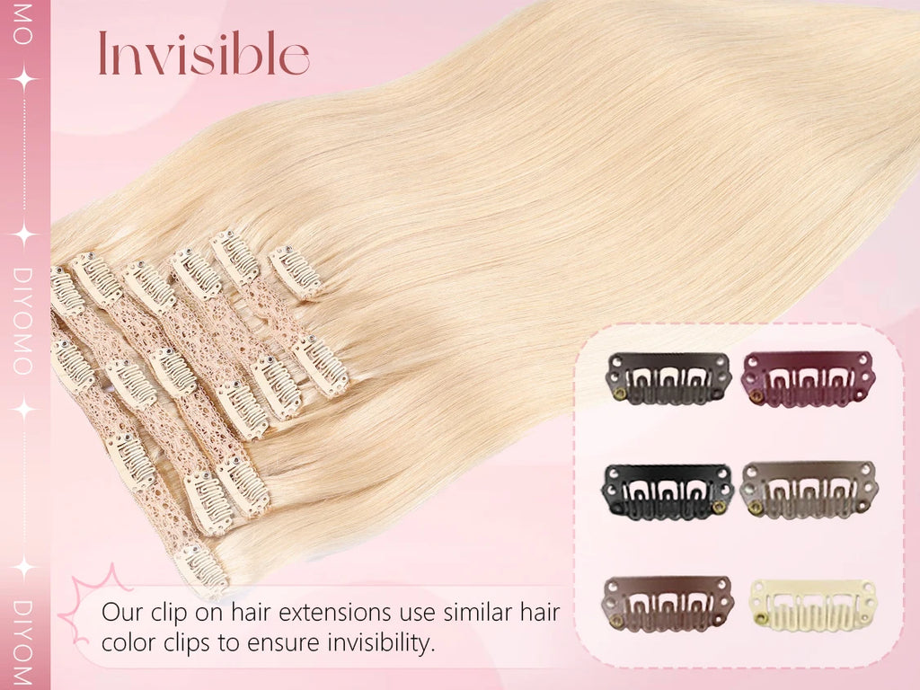 Natural Black Straight Human Hair Extensions Set of 7 PU Clip-In Invisible Wefts 100g Lightweight for Women Hairdressing - Curl and Collar