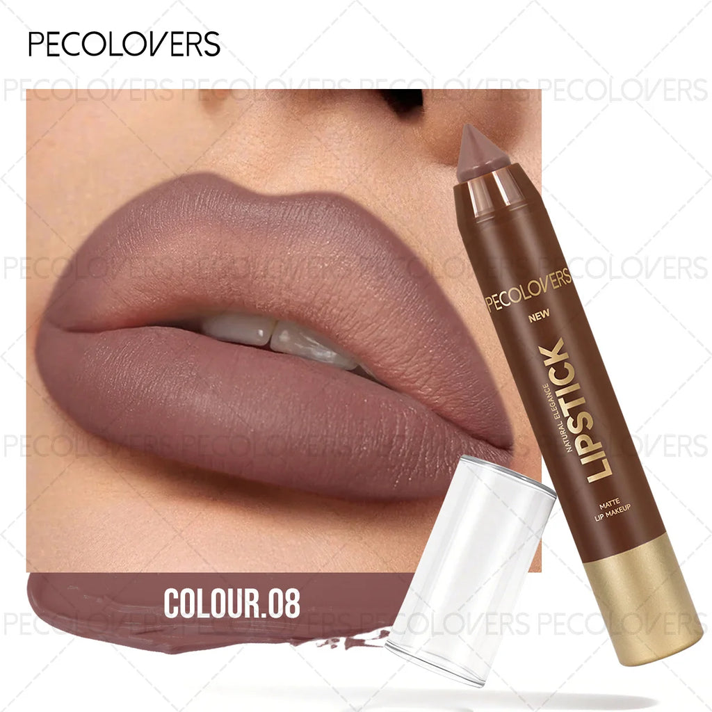 1PC Brown Matte Lip Liner Crayon, Smooth Application, Highly Pigmented, Long-lasting Wear, Lip Cosmetics - Curl and Collar