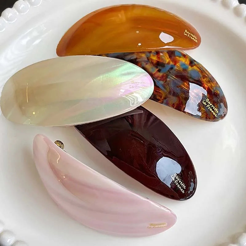 Vintage Acetic Acid Oval Hair Clip for Women Girls Korean Large Spoon Clip Spring Clip Hair Clip Top Clip Hair Accessories - Curl and Collar