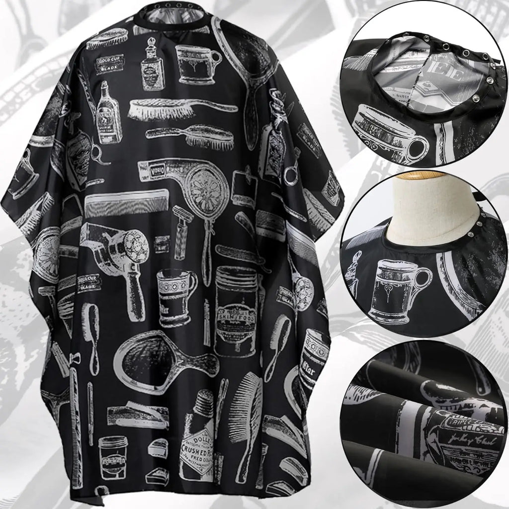 15Pcs Barber Cape Set Vintage Print Hair Cutting Salon Cloak Adjustable Neck Buckle Barber Hair Brushes Combs Kit Professional Hairdressing Barber Shop Styling Tools - Curl and Collar