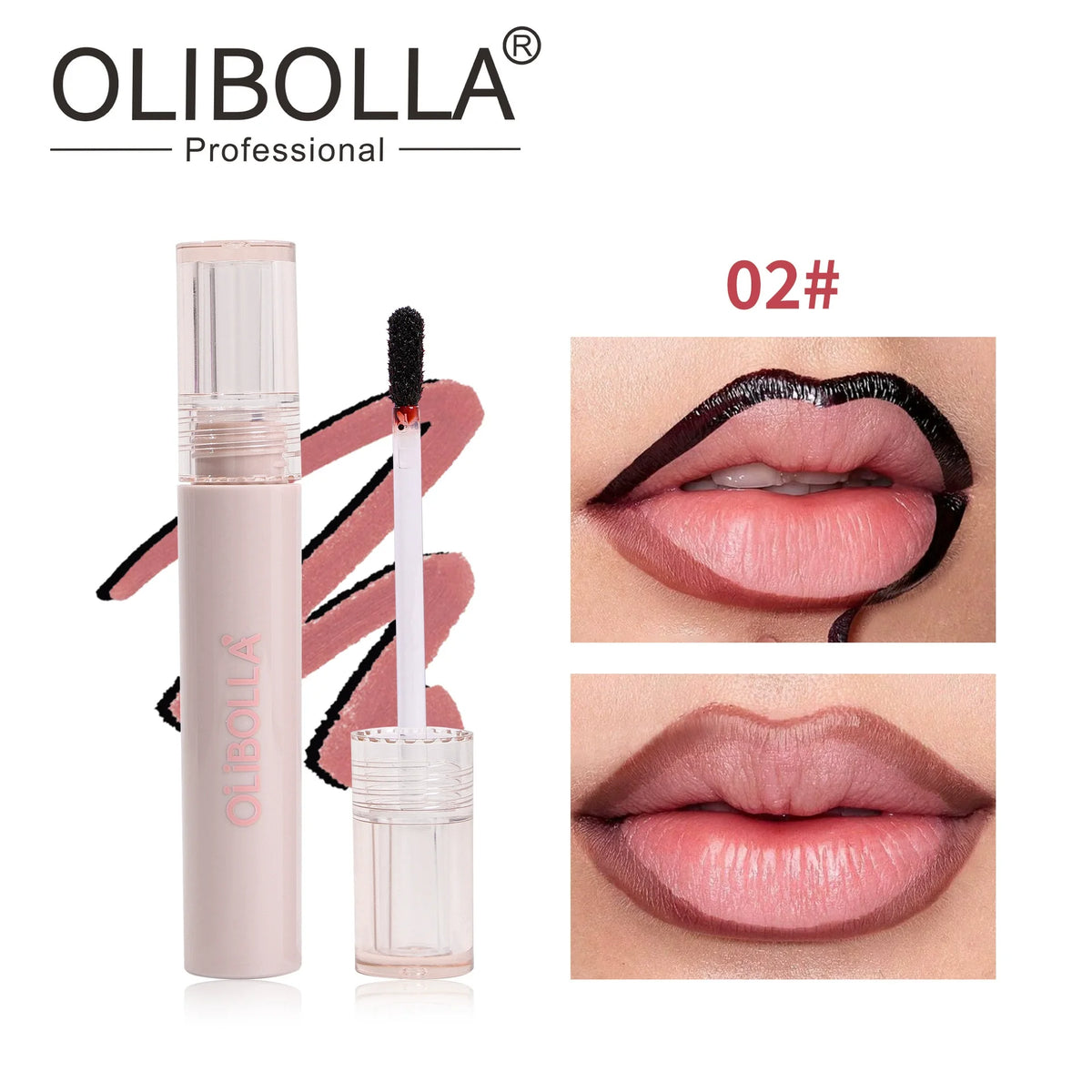 OLIBOLLA Peel Off Lip Liner Stain Waterproof Long Lasting Lip Tattoo Tint, Non Stick Cup Transferproof Lip Outline Liquid Makeup Cosmetics - Curl and Collar