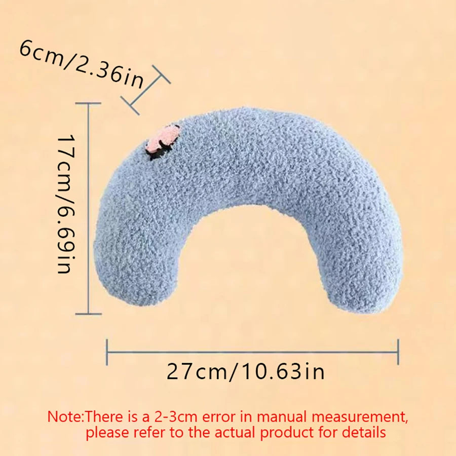 Cute Dogs Cats Little Pillows U-Shaped Neck Protector Pets Deep Sleep Pillow for Puppy Kitten Soft Fluffy Calming Toys Washable - Curl and Collar