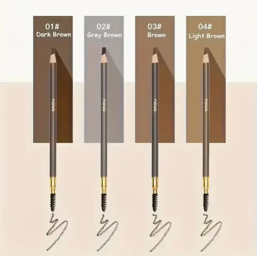 4 Pack Waterproof Eyebrow Pencils - Dual-Ended with Spoolie Brush | Smudge Proof Long Lasting - Curl and Collar