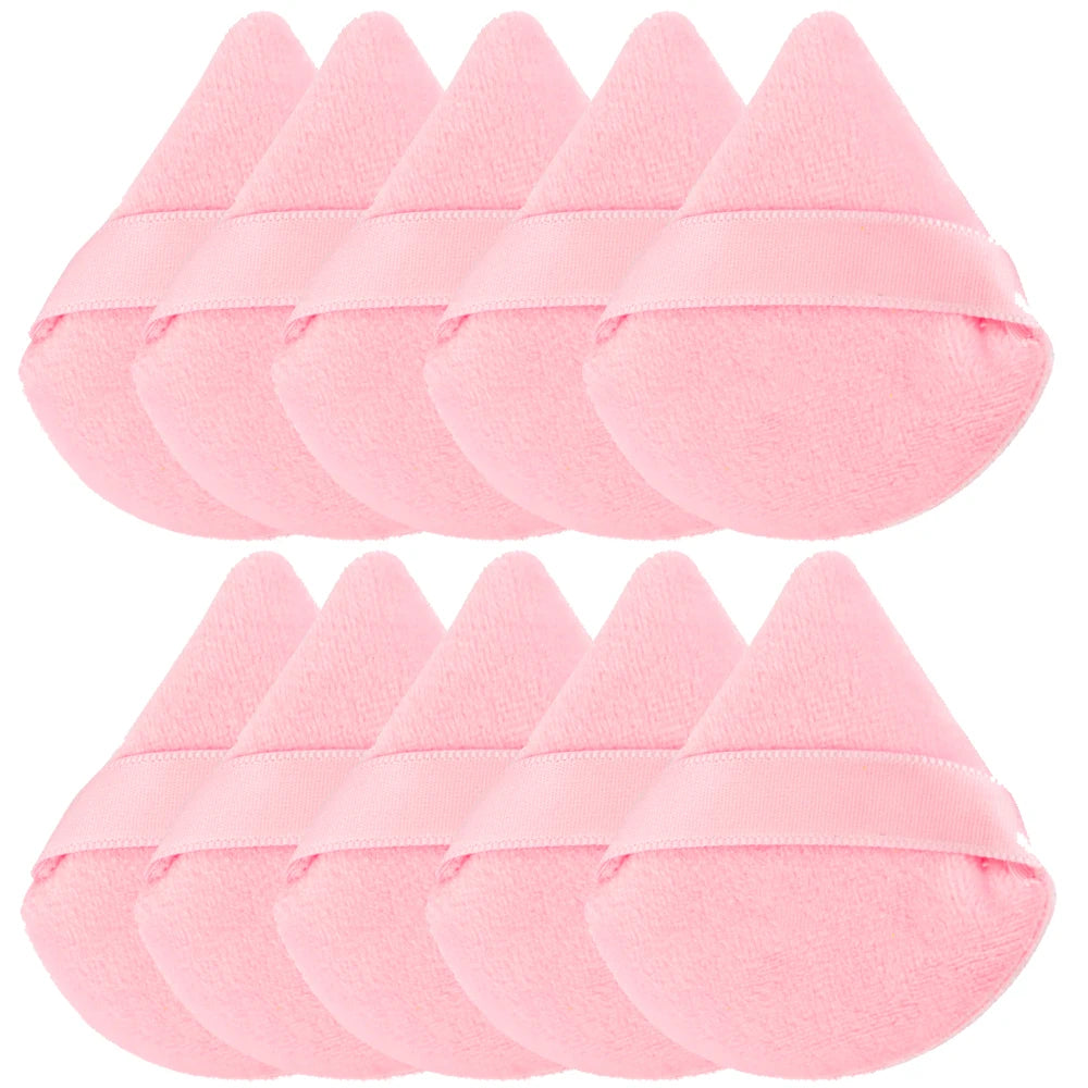 1/2/3/6Pcs Triangle Velvet Powder Puff Face Cosmetic Eye Beauty Makeup Tool Reusable Sponge Washable Mini Powder Puff Accessorie - Curl and Collar