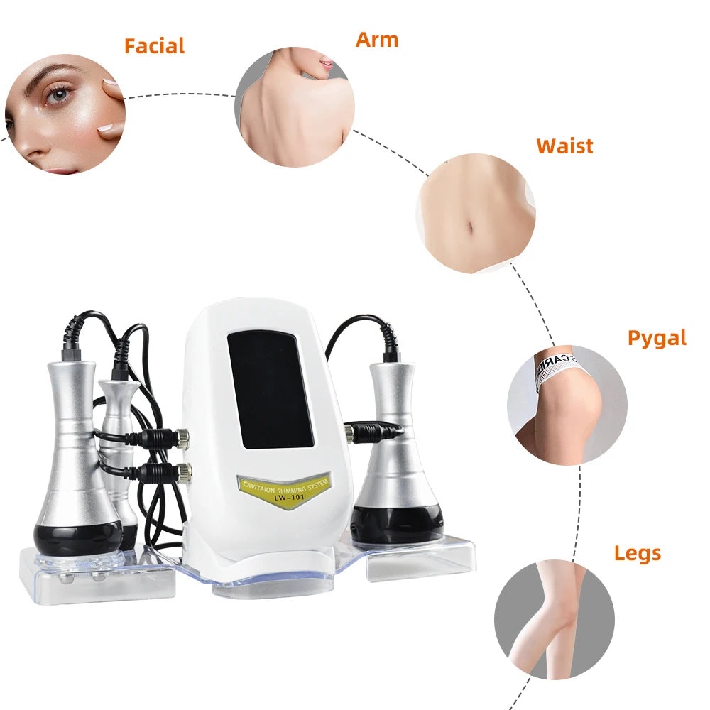 3 In 1 Beauty Body Slimming Massager Cavitation Machine Multi-Functional Device Face Body Tightening Lifting Spa Skincare Tool - Curl and Collar