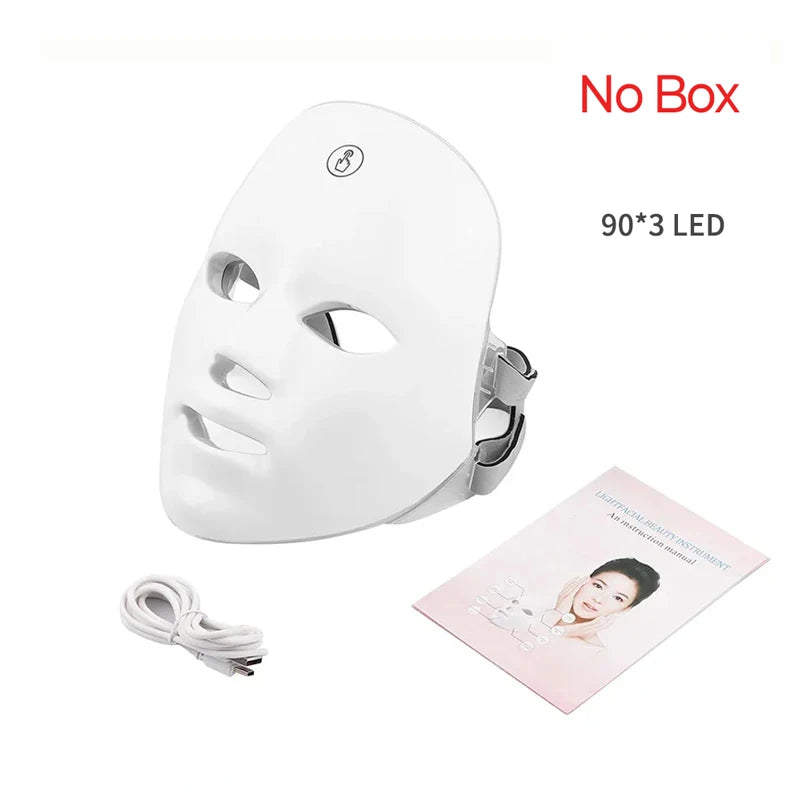 Wireless LED Face Mask 7 Colors Rechargeable Portable Facial Mask Skin Rejuvenation Skin Care Beauty Device - Curl and Collar