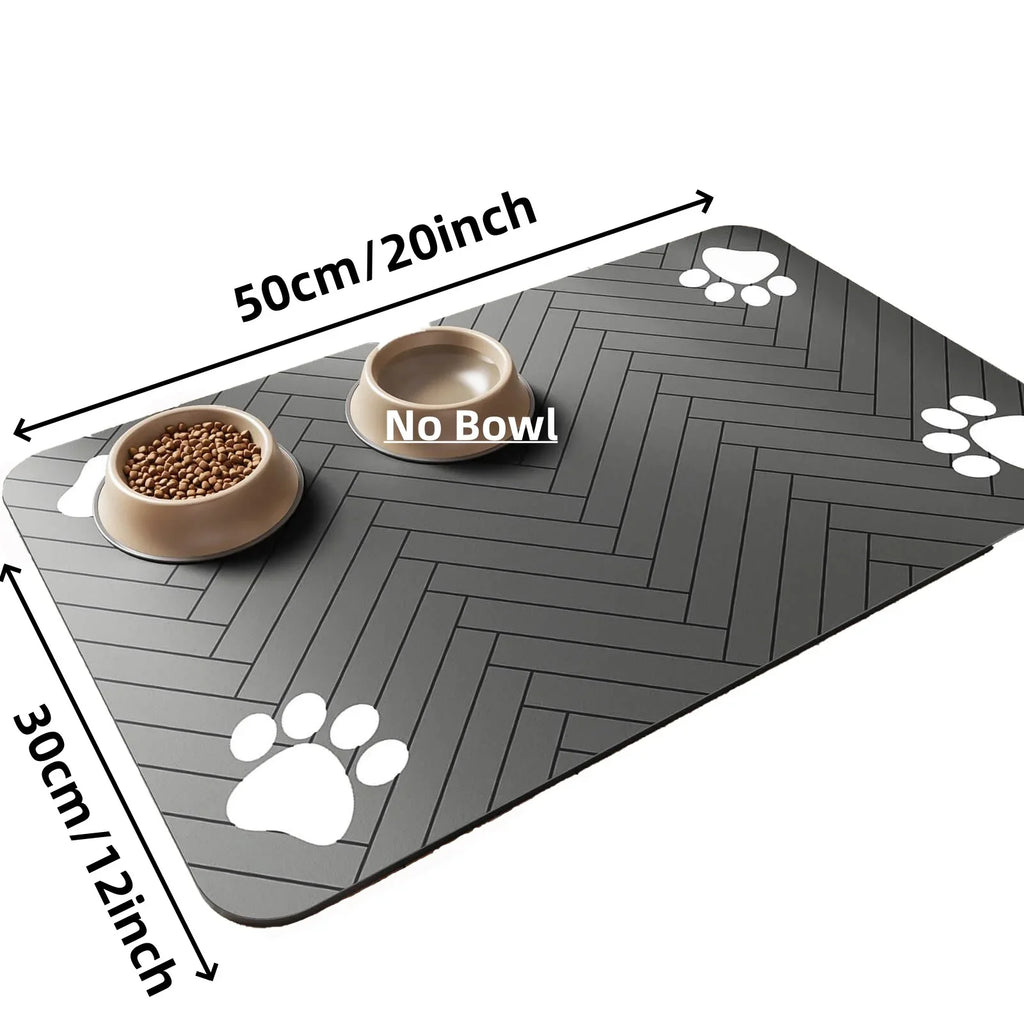 Pet Feeding Mat-Absorbent Pet Placemat for Food and Water Bowl with Waterproof Rubber Backing Quick Dry Water Mat for Dog Cat - Curl and Collar