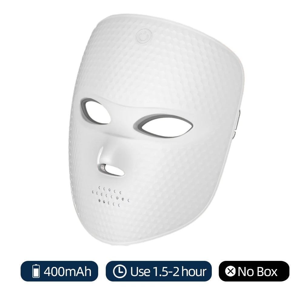 Wireless LED Mask 7 Color LED Face Mask Photon Skin Firming Anti Aging Rejuvenation Beauty Mask Machine - Curl and Collar