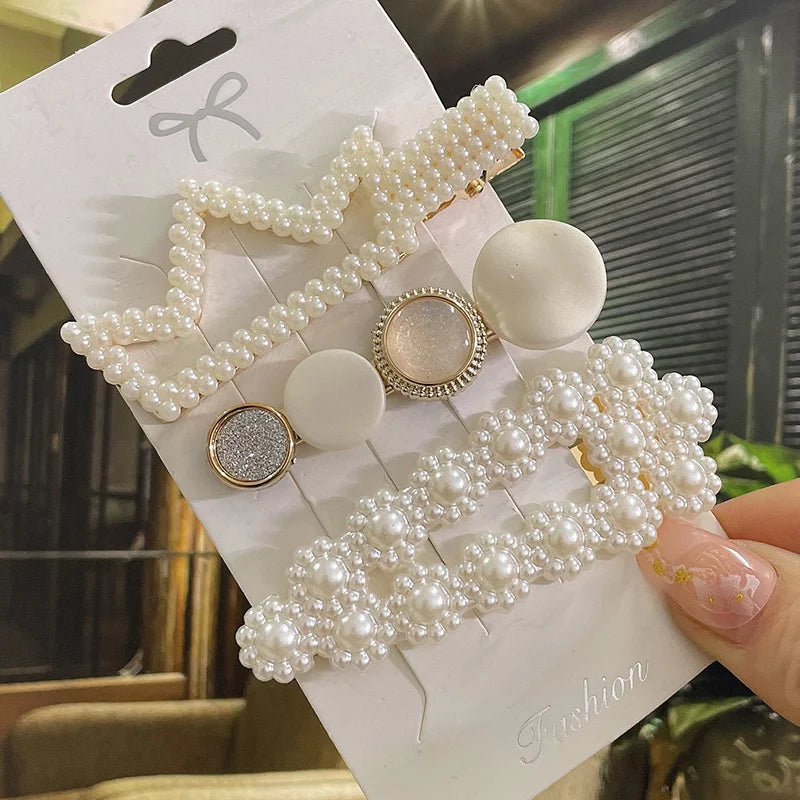Simulated Pearl Hair Clips For Women Korean Women Hairpins Girl Geometric Hair Barrettes Fashion Hairgrip Hair Accessories