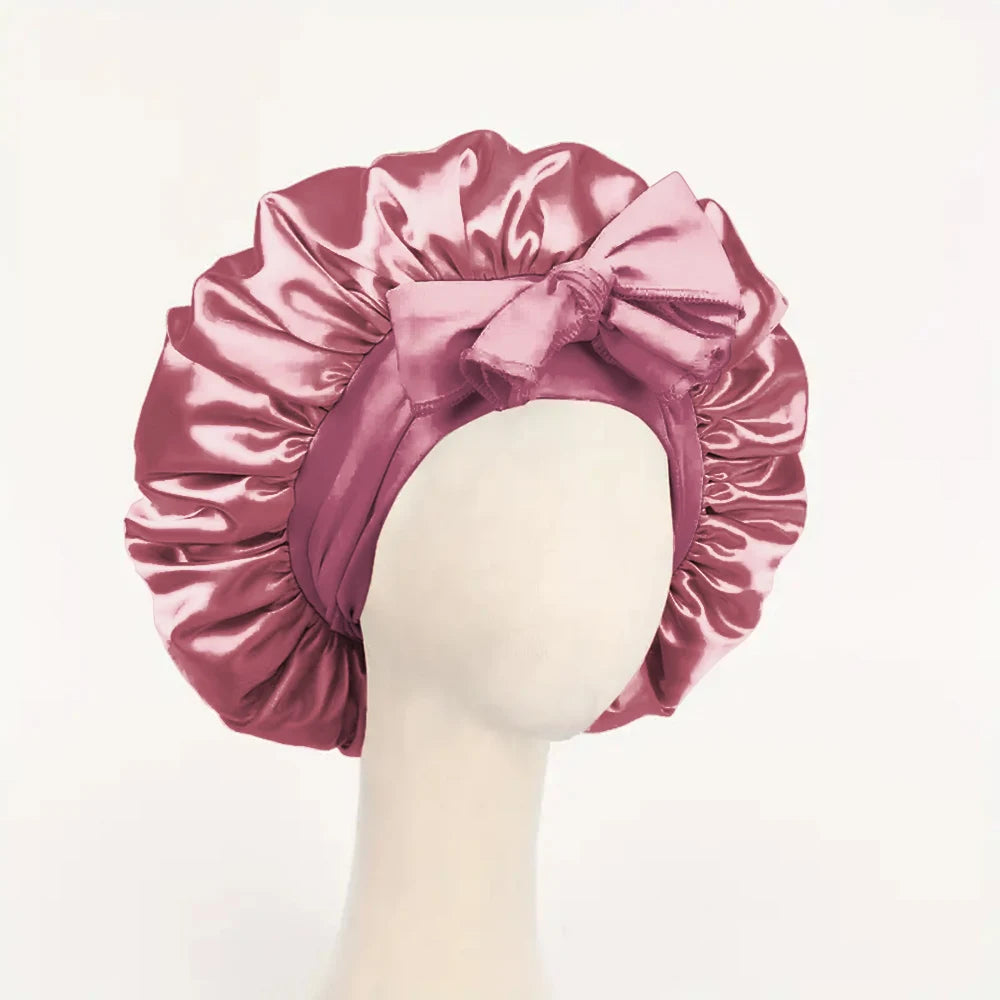 Satin Bonnet Silk Bonnet Adjustable Bonne For Sleeping Hair Bonnet With Tie Band Bonnets For Women Men - Curl and Collar