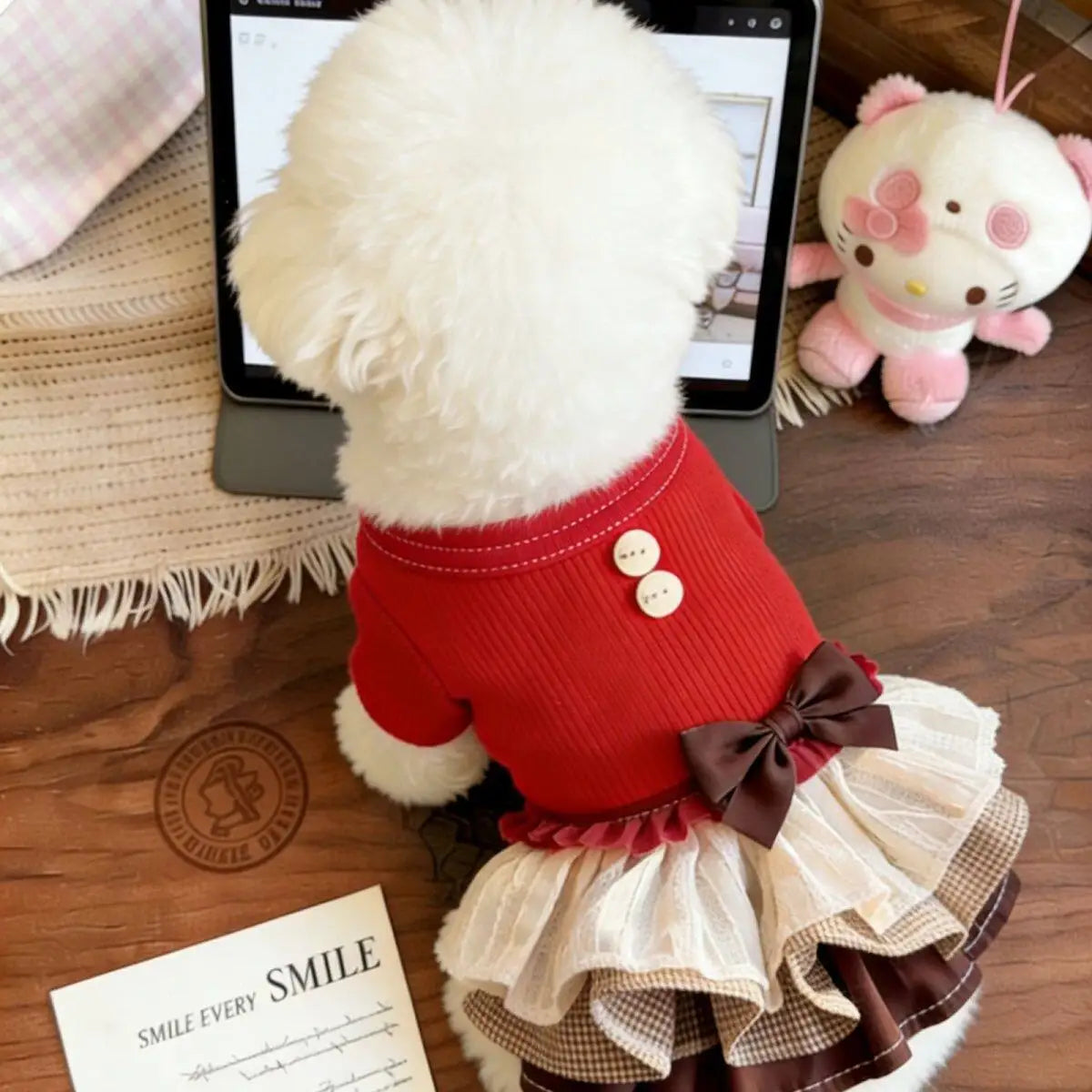 Pet Autumn/Winter Christmas Dress Teddy Dress Small Pet Coat Dog Dresses for Small Dogs Puppy Clothes