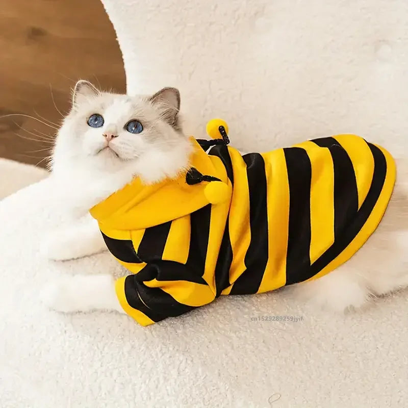 Dogs & Cats Bee Pet Puppy Coat Apparel Outfit Dog Hoodies Winter Warm Cat Cosplay Costume Holiday Outfit for Small Medium - Curl and Collar